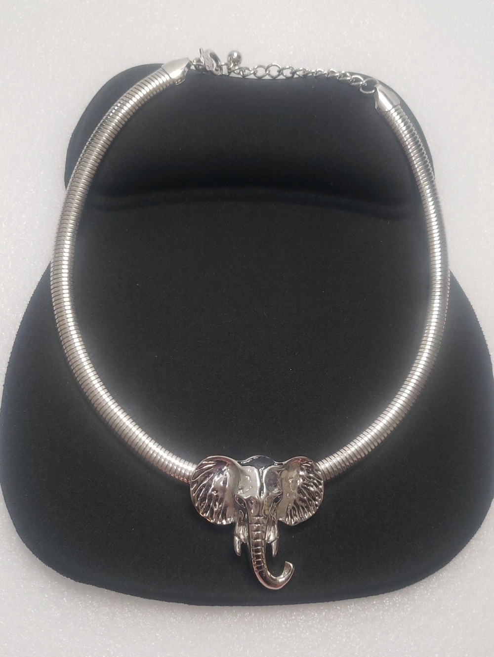 Silver-Toned Elephant Head Necklace.